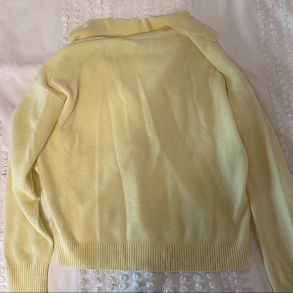 INTERMIX Hillary Cashmere Polo Sweater in Yellow - Picture 5 of 7